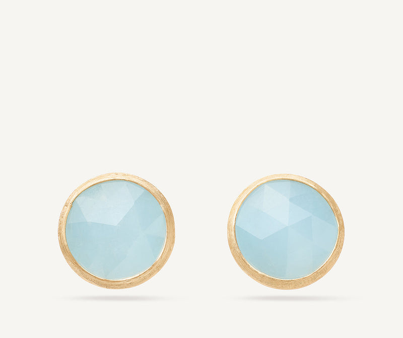 Marco Bicego 18K Yellow Gold Aquamarine Stud Earrings, 0.5" at Màti Jewelers Albuquerque