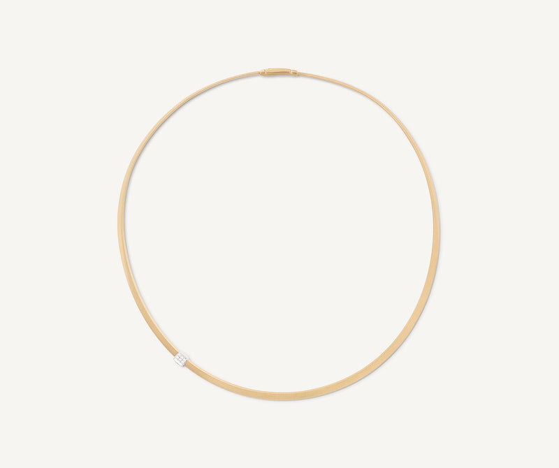 Marco Bicego 18K Yellow Gold Coil Necklace with Diamond Station, 16.5" at Màti Jewelers Albuquerque