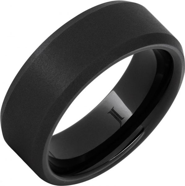 Jewelry Innovations Black Diamond Ceramic™ Beveled Edge Ring with Sandblast Finish at Màti Jewelers Albuquerque