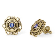 Alex Sepkus E-85S — 18k gold, sapphire and diamond earrings (12mm diameter)