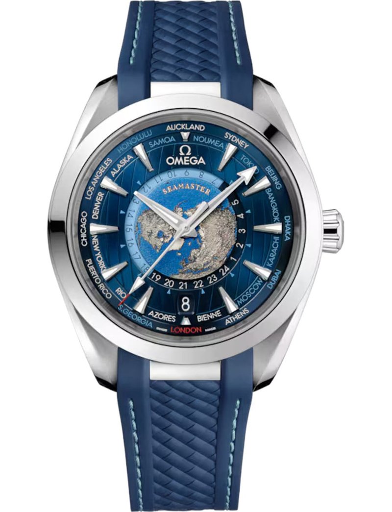 Omega Aqua Terra 150M Co‑Axial Master Chronometer GMT Worldtimer 220.12.43.22.03.001 watch at Màti Jewelers Albuquerque