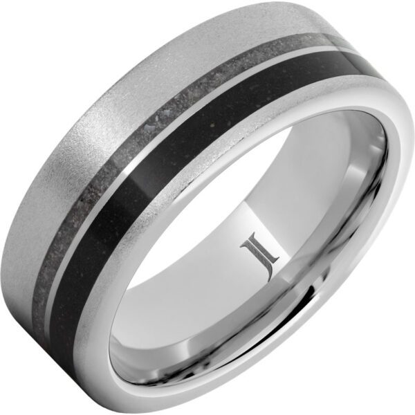 Jewelry Innovations Shifting Sands – Serinium® White and Black Sand Inlay Ring at Màti Jewelers Albuquerque