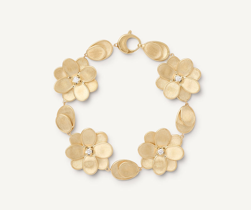 Marco Bicego 18K Yellow Gold Flower Bracelet with Diamonds, 7.25" at Màti Jewelers Albuquerque