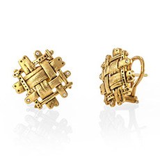 Alex Sepkus E-175D — 18k gold and diamond "Woven" earrings (16x16mm)