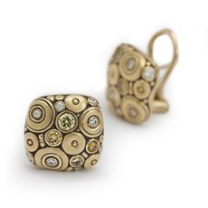 Alex Sepkus E-116DC — 18k gold and natural color diamond "Soft Mosaic 2" earrings (13x13mm)