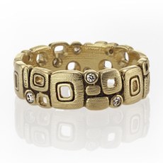 Alex Sepkus R-118 — 18k gold and diamond "Little Windows" band (6mm wide)