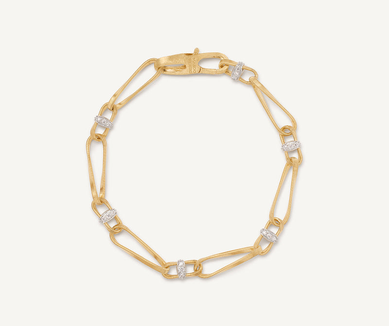 Marco Bicego 18K Yellow Gold Coil Link Bracelet with Diamonds, 7.5" at Màti Jewelers Albuquerque