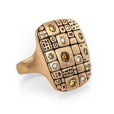 Alex Sepkus R-180RDC — 18k rose gold and diamond "Old Pathway" dome ring (21.7mm wide)