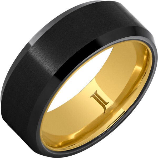 Jewelry Innovations Hidden Gold™ Black Diamond Ceramic™ Ring with Satin Finish at Màti Jewelers Albuquerque