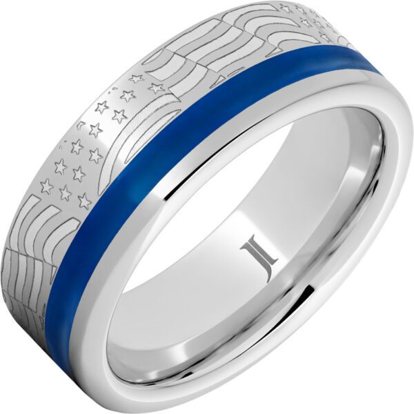 Old Glory – Enamel Inlay Serinium® Ring, style RMSA007909