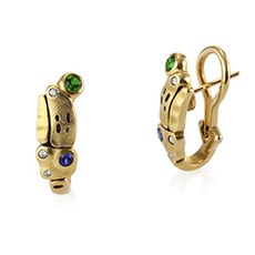 Alex Sepkus E-202S — 18k gold, diamond and sapphire earrings (6x19mm)