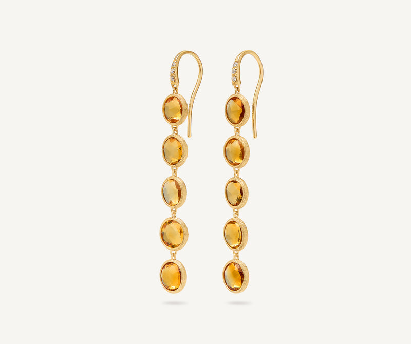 Marco Bicego 18K Yellow Gold Citrine Earrings with Diamonds, 2.2" at Màti Jewelers Albuquerque