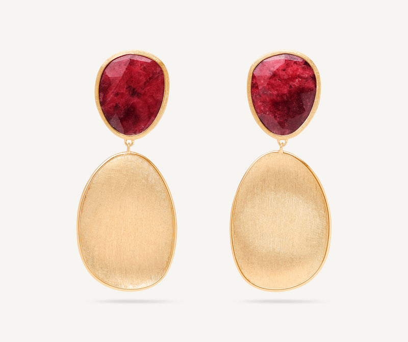 Marco Bicego 18K Yellow Gold Thulite Earrings, 1.8" at Màti Jewelers Albuquerque