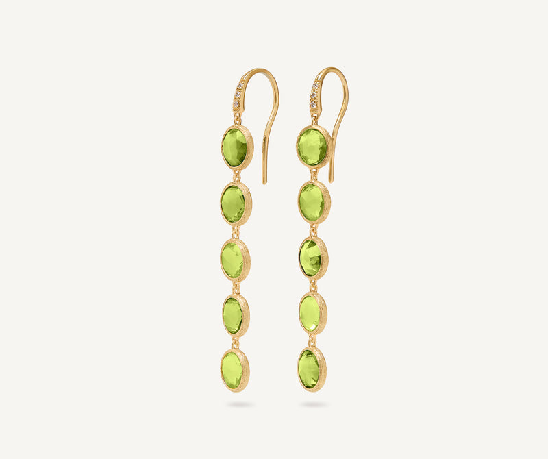 Marco Bicego 18K Yellow Gold Peridot Earrings with Diamonds, 2.2" at Màti Jewelers Albuquerque
