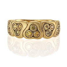 Alex Sepkus R-89 — 18k gold and natural colored diamond narrow "Swirling Water" dome ring (6.4mm wide)