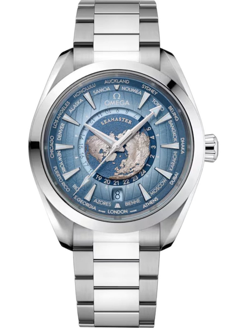 Omega Aqua Terra 150M Co-Axial Master Chronometer GMT Worldtimer 43mm 220.10.43.22.03.002 watch at Màti Jewelers Albuquerque