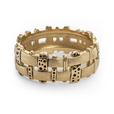 Alex Sepkus R-177A — 18k gold "Woven Fence" band (9.3mm wide) size 9-11 1/4 any size larger, please call
