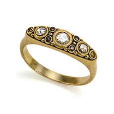 Alex Sepkus R-83 — 18k gold, rose cut and natural color diamond "Victorian" dome ring (5.4mm wide)