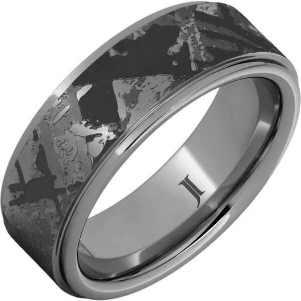 Jewelry Innovations Kuiper – Rugged Tungsten™ Meteorite Pattern Engraved Ring at Màti Jewelers Albuquerque