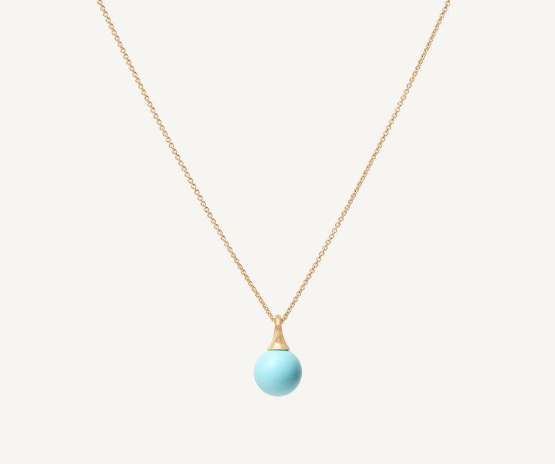 Marco Bicego 18K Yellow Gold Turquoise Pendant Necklace, 15.25"-16.75" at Màti Jewelers Albuquerque