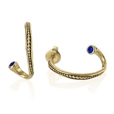 Alex Sepkus E-27FS — 18k gold and sapphire "Twist Hoop" earrings (2x20mm)