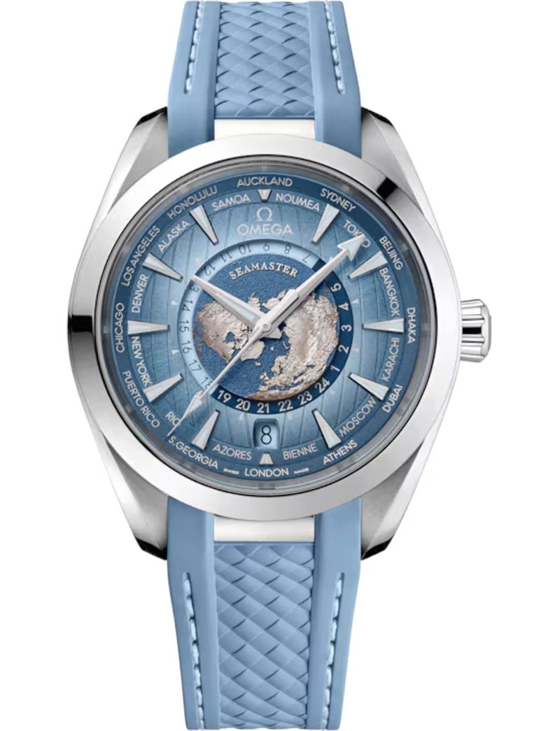 Omega Aqua Terra 150M Co-Axial Master Chronometer GMT Worldtimer 43mm 220.12.43.22.03.002 watch at Màti Jewelers Albuquerque