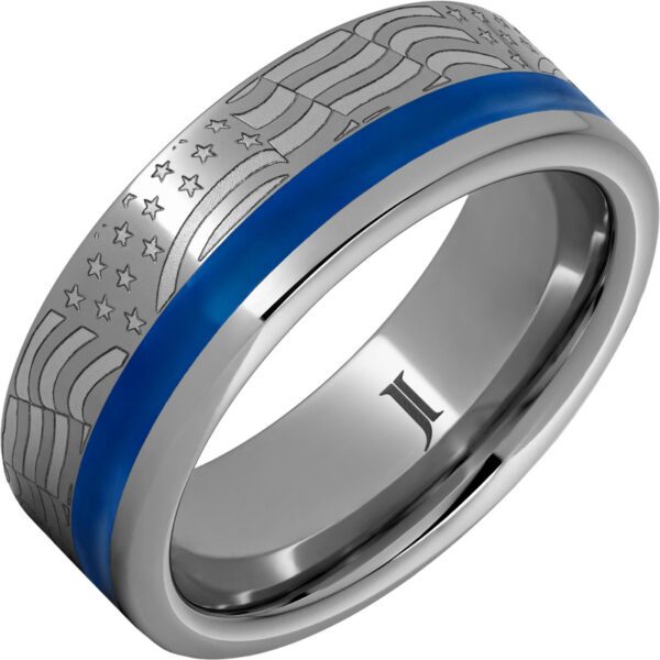 Old Glory – Enamel Inlay Rugged Tungsten™ Ring, style RMWA007909