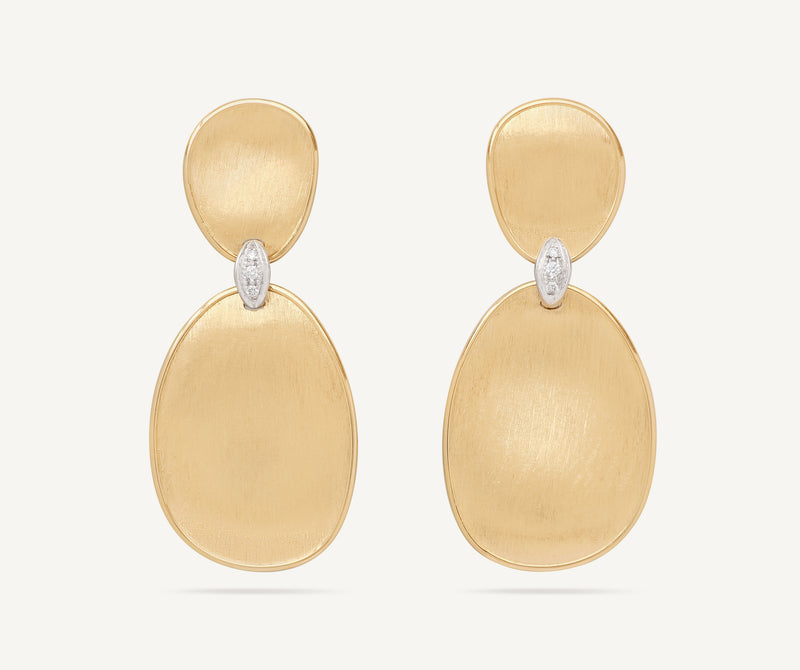 Marco Bicego 18K Yellow Gold Petal Earrings with Diamonds, 1.7" at Màti Jewelers Albuquerque