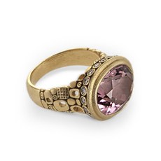 Alex Sepkus R-90 — 18k gold, diamond and pink tourmaline "Little Windows" ring (oval center stone 13.5x11mm)