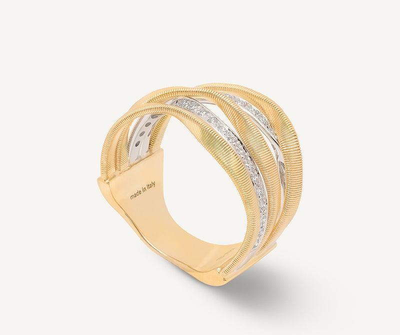 Marco Bicego 18K Yellow Gold Five Row Ring with Diamonds at Màti Jewelers Albuquerque