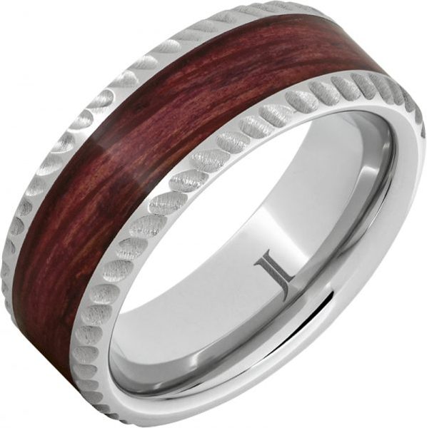 Jewelry Innovations Barrel Aged™ Serinium Ring with Cabernet Inlay and Notched Edge at Màti Jewelers Albuquerque