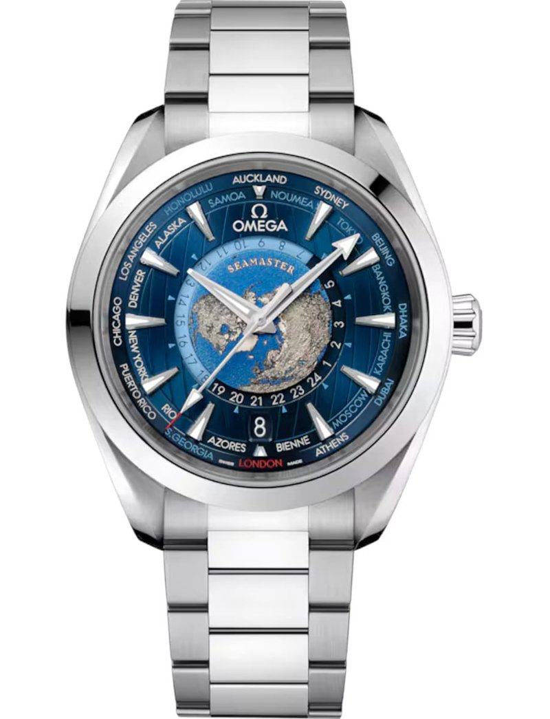Omega Aqua Terra 150M Co‑Axial Master Chronometer GMT Worldtimer 220.10.43.22.03.001 watch at Màti Jewelers Albuquerque