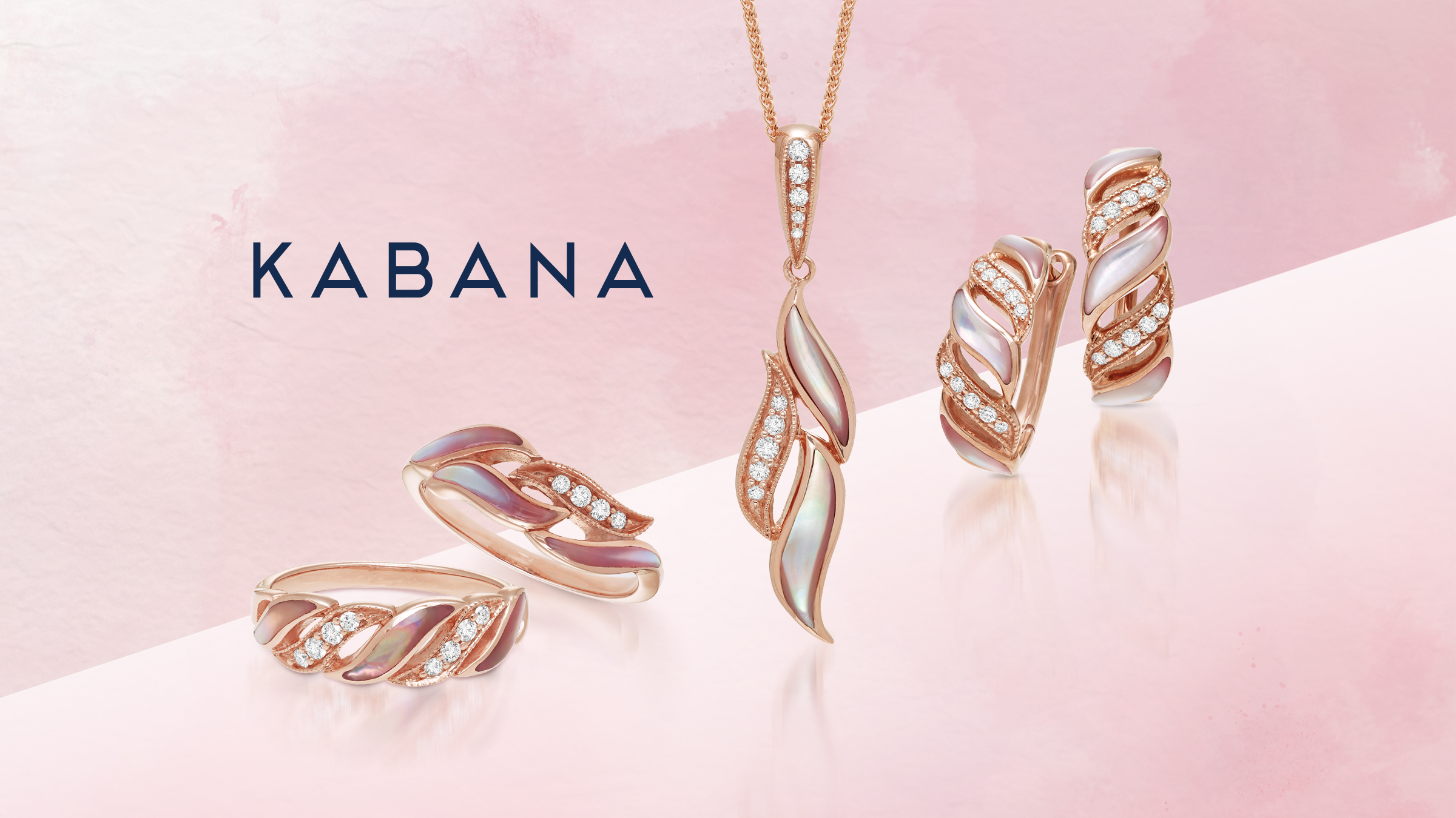 Kabana Blush collection jewelry and Kabana logo