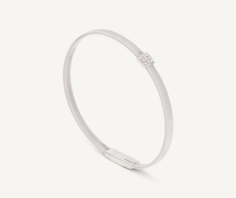 Marco Bicego 18K White Gold Coil Bangle with Diamonds, 4mm at Màti Jewelers Albuquerque