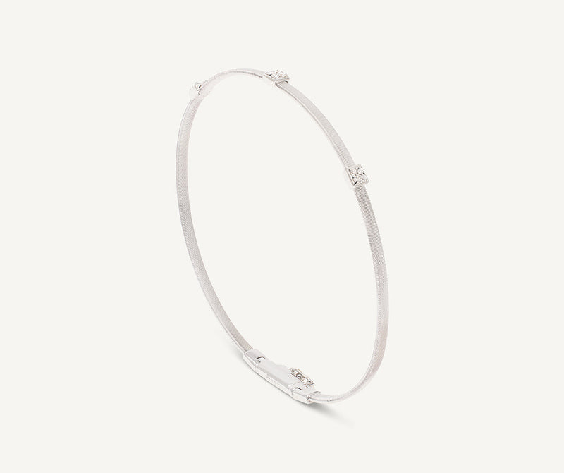 Marco Bicego 18K White Gold Coil Bangle with Diamonds, 2mm at Màti Jewelers Albuquerque