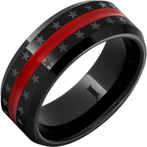 Black Diamond Ceramic™ American Flag Star Ring, style RMCA007922