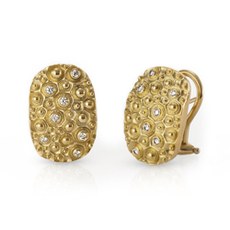 Alex Sepkus E-71 — 18k gold and diamond oval "Volcano" Earrings (11.5x16.5mm)