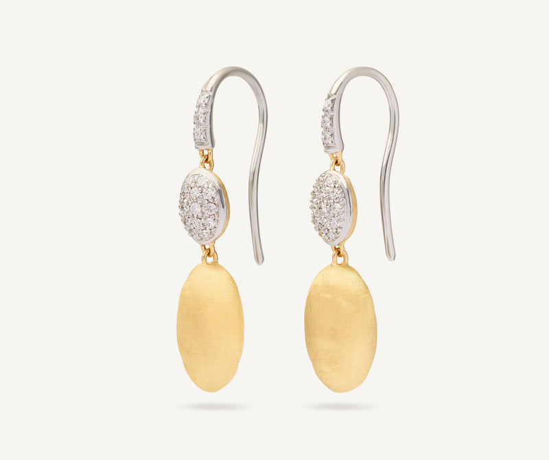 Marco Bicego 18K Yellow Gold Bean Earrings with Diamonds, 1.3" at Màti Jewelers Albuquerque