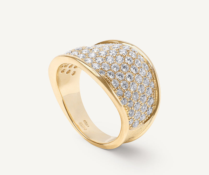 18K Yellow Gold Diamond Ring, 13mm
