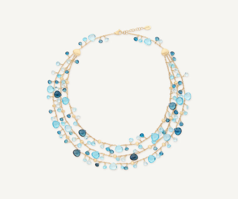 Marco Bicego 18K Yellow Gold Blue Topaz Three-Strand Necklace, 16.5"-18" at Màti Jewelers Albuquerque