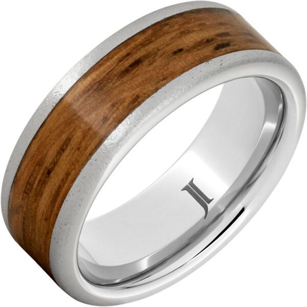 Jewelry Innovations Barrel Aged™ Serinium® Ring with Rye Whiskey Wood Inlay and Stone Finish at Màti Jewelers Albuquerque