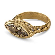 Alex Sepkus R-183 — 18k gold and diamond "Harriet Flora" ring (marquise center stone 16x8mm)
