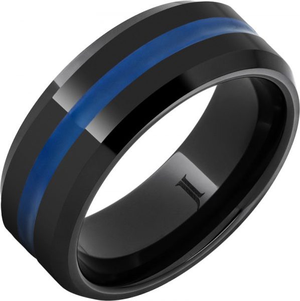 Jewelry Innovations Thin Blue Line – Black Diamond Ceramic™ Ring at Màti Jewelers Albuquerque