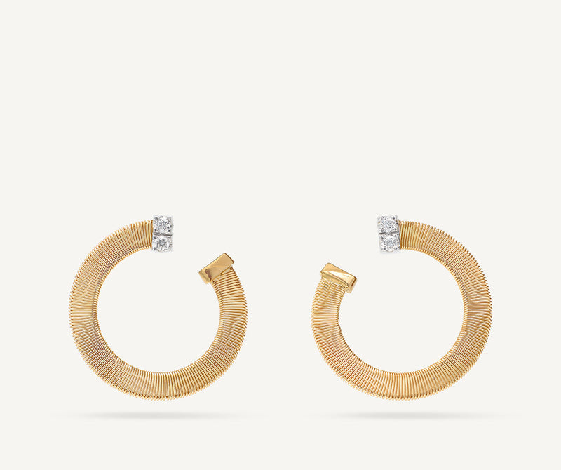 Marco Bicego 18K Yellow Gold Wrap Coil Earrings with Diamonds, 1" at Màti Jewelers Albuquerque