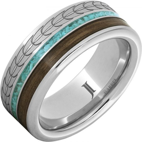 Jewelry Innovations Barrel Aged™ Serinium® Ring with Turquoise and Bourbon Inlays at Màti Jewelers Albuquerque