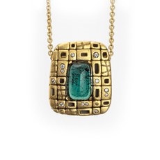 Alex Sepkus M-80 — 18k gold, diamond and green tourmaline "Pathway" pendant (23.5x28mm)