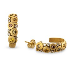 Alex Sepkus E-123DC — 18k gold, natural color and white diamond large "Candy" earrings (6x22mm)