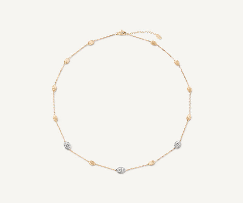 Marco Bicego 18K Yellow Gold Diamond Bean Necklace, 16.5"-18" at Màti Jewelers Albuquerque