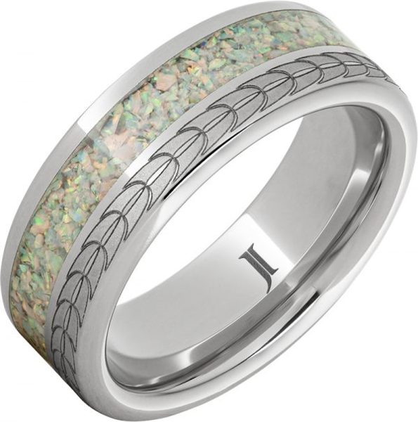 Jewelry Innovations Aerie – Serinium® Opal Ring with Eagle Feather Engraving at Màti Jewelers Albuquerque