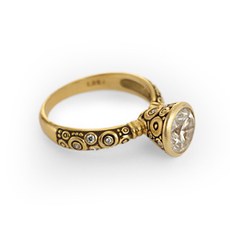 Alex Sepkus R-128 — 18k gold and diamond "Martini" ring (round center stone 8-8.5mm)